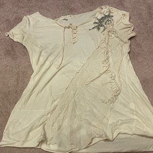 4LoveAndLiberty Johnny Was Embellished, Silk and Cotton T-Shirt